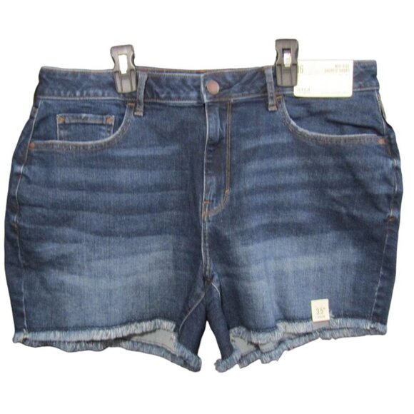 ana Mid Rise Shortie Shorts Size 16 Blue Denim 3.5 In Inseam Cut Off New Tag - Picture 1 of 10